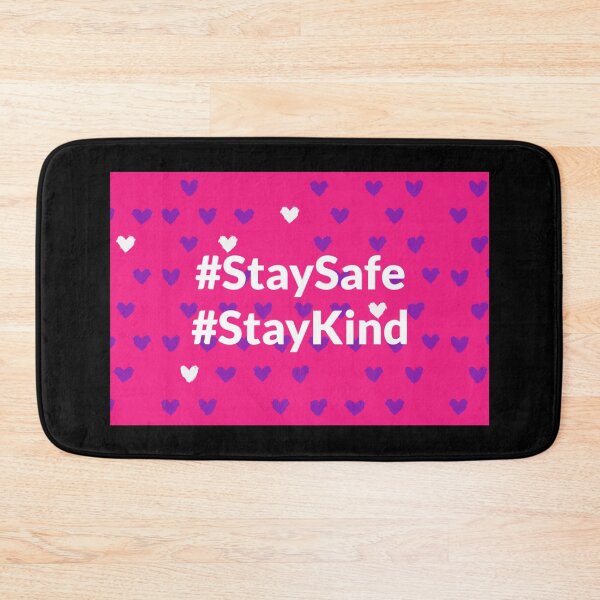 Item preview, Stay Safe & Kind Cute Heart Pattern Pink & Purple designed and sold by FunShirtDesigns.