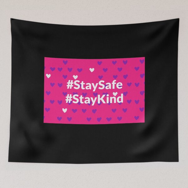 Item preview, Stay Safe & Kind Cute Heart Pattern Pink & Purple designed and sold by FunShirtDesigns.