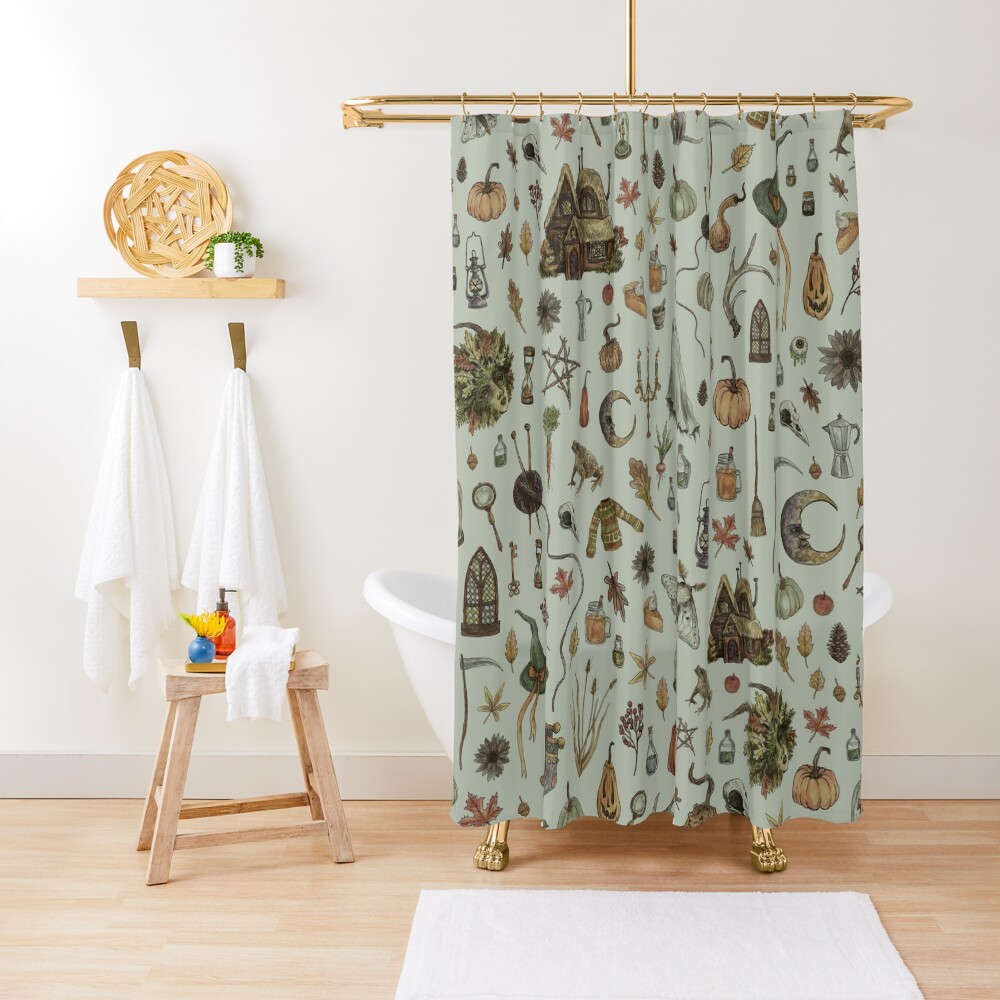 Green Cozy Crone Shower Curtain