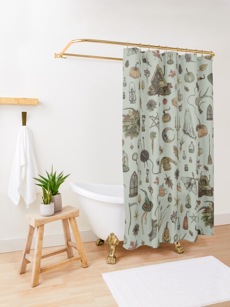 Alternate view of Green Cozy Crone Shower Curtain