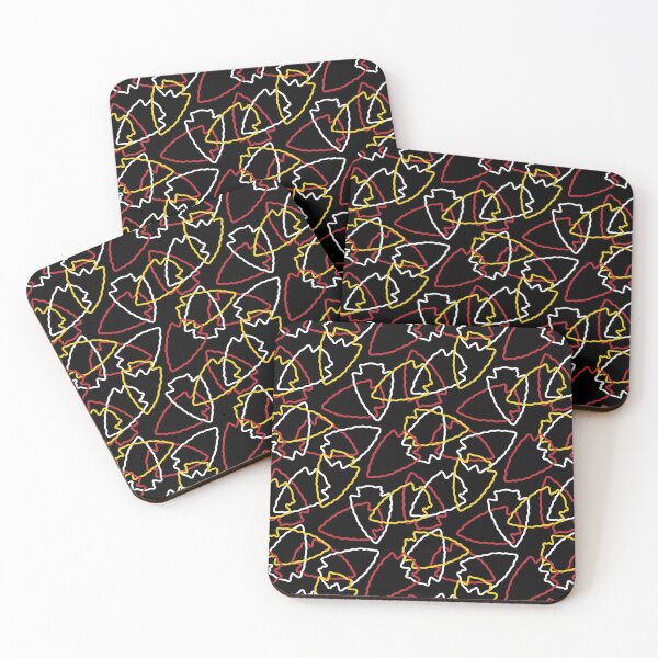 Chiefs Arrowhead Pattern on Black Coasters (Set of 4)