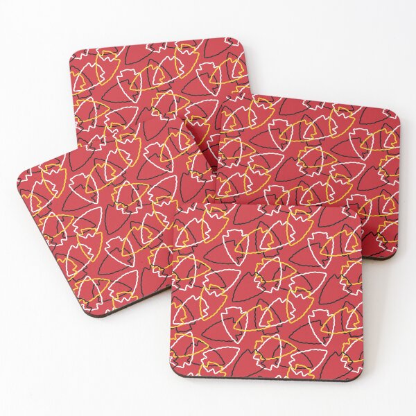 Chiefs Arrowhead Pattern on Red Coasters (Set of 4)