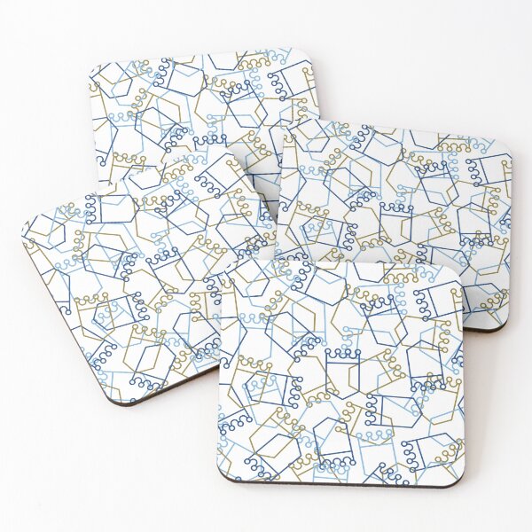 Royals Shield Pattern, White Background Coasters (Set of 4)