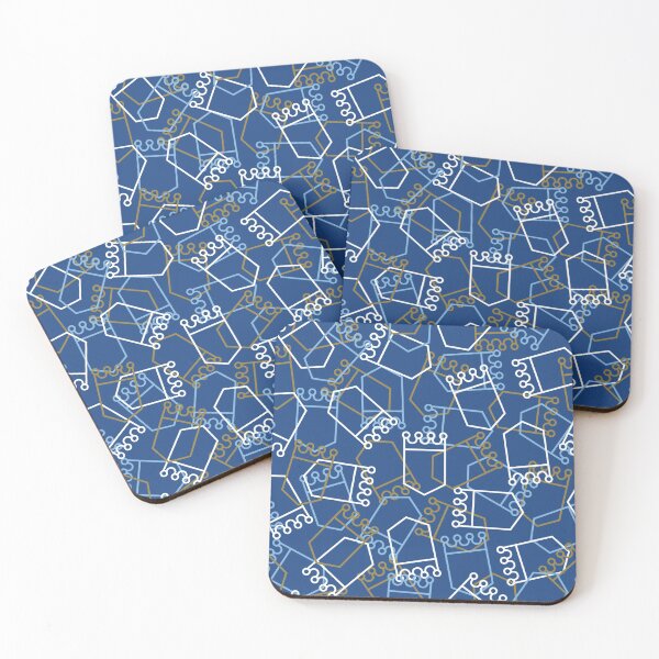 Royals Shield Pattern, Royal Blue Background Coasters (Set of 4)