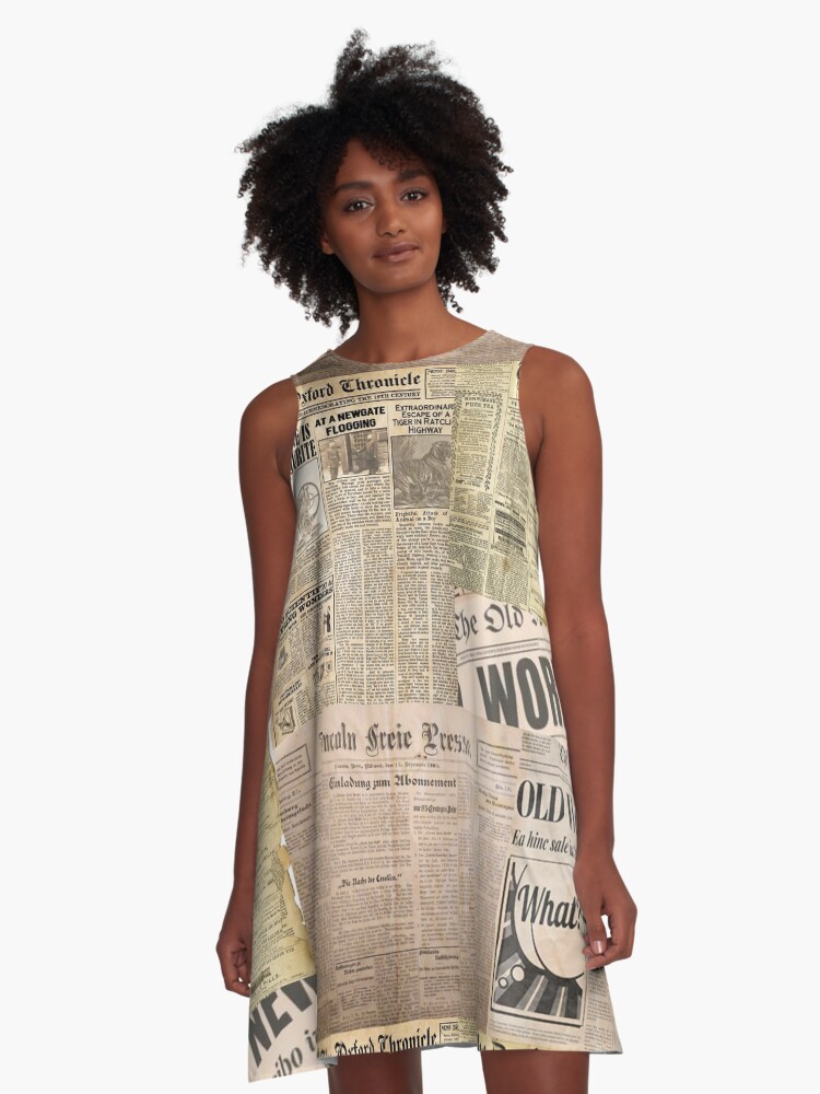 old newspaper collage A Line Dress for Sale by Celise21 Redbubble