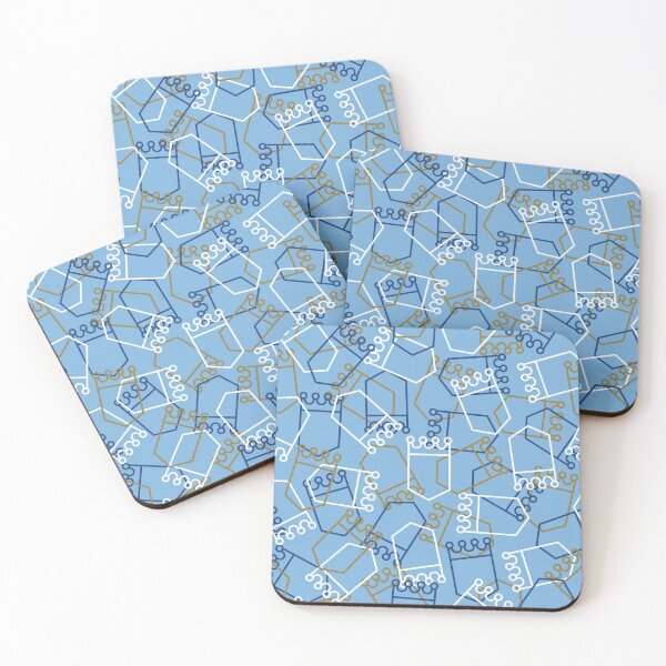 Royals Shield Pattern, Light Blue Background Coasters (Set of 4)