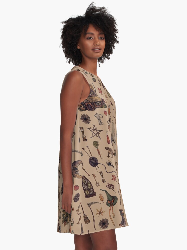 A-Line Dress, Rustic Brown Cozy Crone designed and sold by Brett Manning