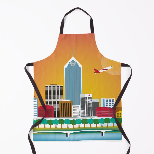 Item preview, Perth, Australia - Horizontal Retro Themed Skyline Illustration by Loose Petals designed and sold by LoosePetals.