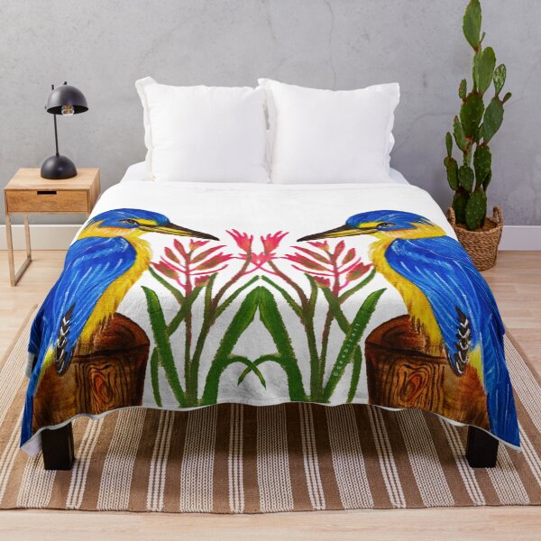 Item preview, Pretty Kingfisher bird with kangaroo paw flower designed and sold by Geebizart.