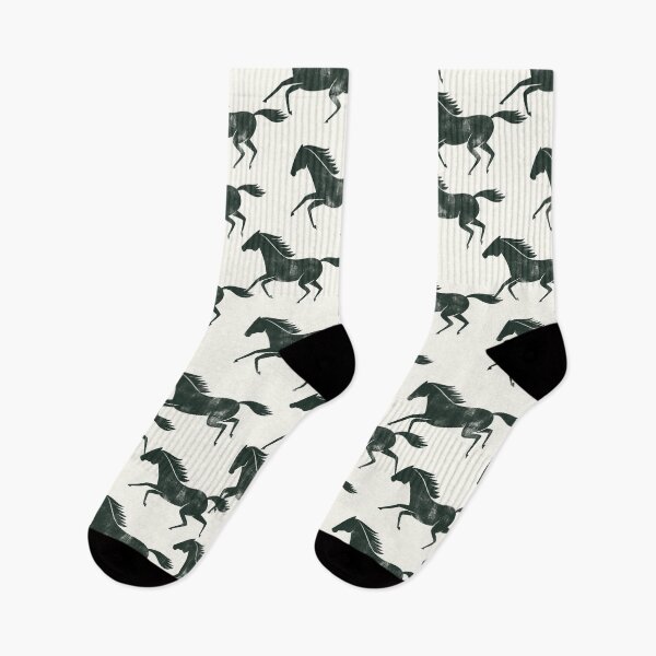 Item preview, Stampeding Wild Horses - Evergreen on Cream designed and sold by littlearrow.