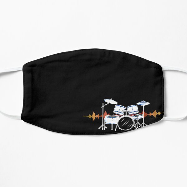 Drums with music wave. Drummer. Drumming. Drum kit Flat Mask