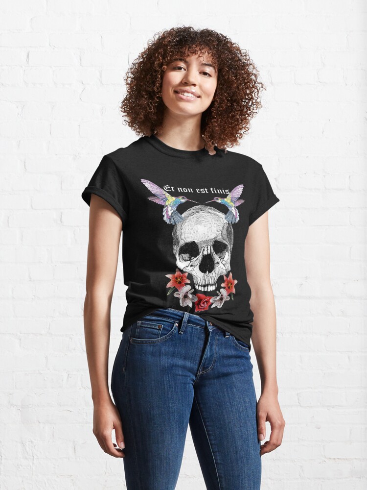Alternate view of Skull, flowers and birds Classic T-Shirt