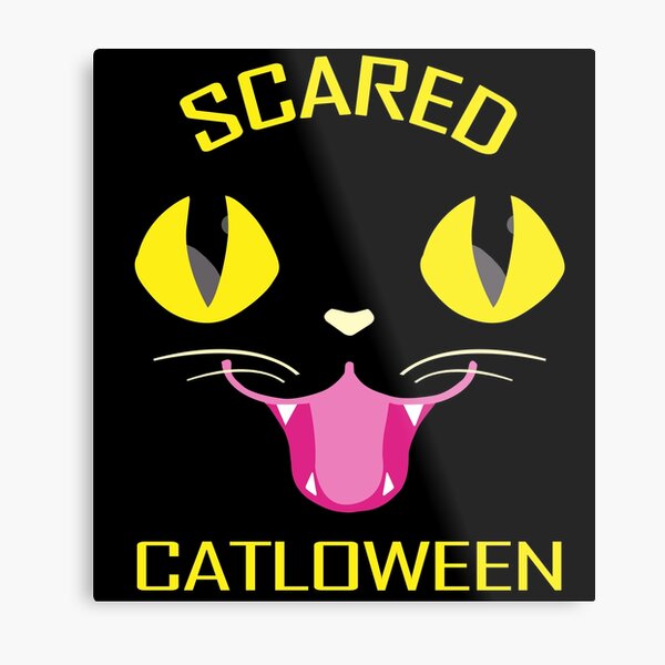 Scared Catloween Metal Print