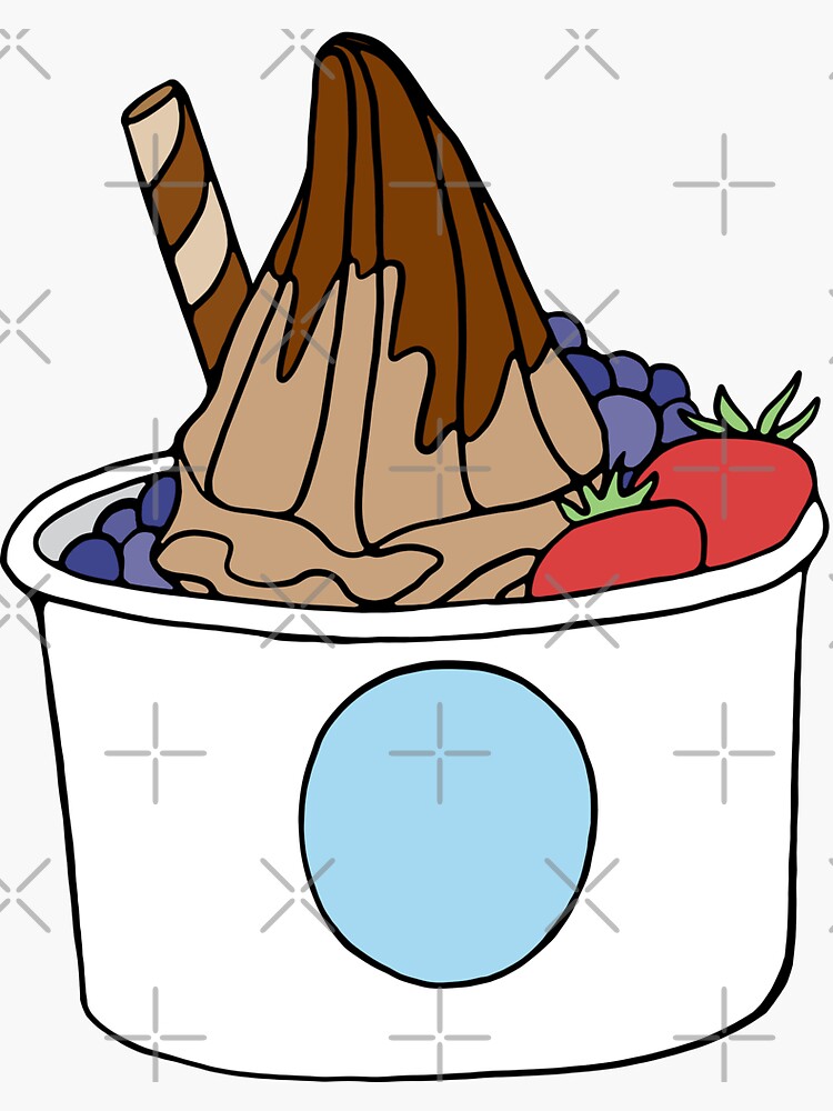 "Frozen Yogurt Cup Chocolate and Fruit" Sticker for Sale by