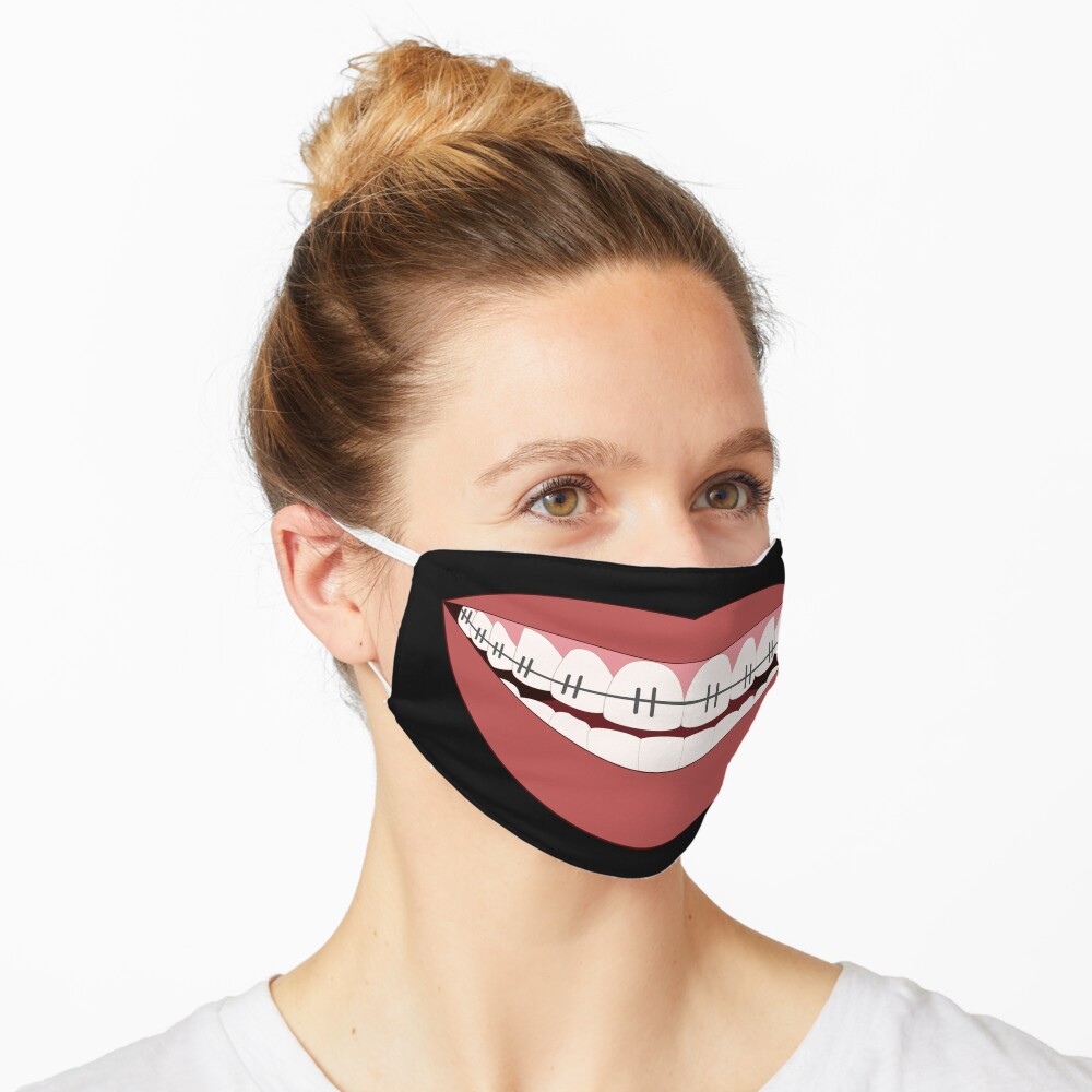 Orthodontics Smile Teeth Dentist Dentistry Smiling Mask Mask By Twistedteeco Redbubble - braces face roblox