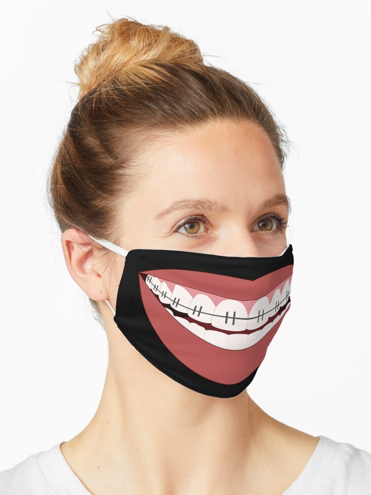 Orthodontics Smile Teeth Dentist Dentistry Smiling Mask Mask By Twistedteeco Redbubble - roblox face braces
