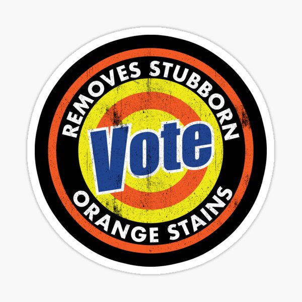 Vote removes stubborn orange stains vintage style logo Sticker