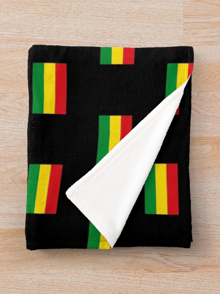 "Flag of Rastafari, black background, Reggae colors Reggae flag" Throw Blanket for Sale by Alma