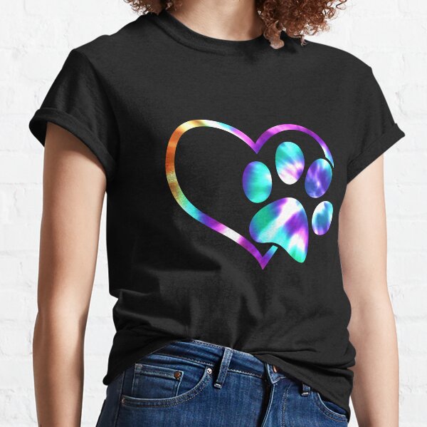 Tie Dye Heart Paw Print  Classic T-Shirt