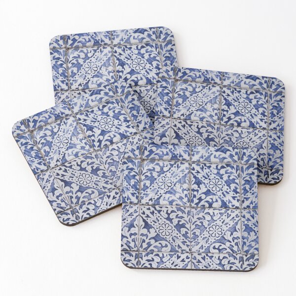 Item preview, Portuguese Tiles Pattern - Azulejo Blue and White Floral Leaf Design designed and sold by idovedesign.