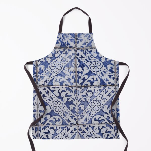 Item preview, Portuguese Tiles Pattern - Azulejo Blue and White Floral Leaf Design designed and sold by idovedesign.