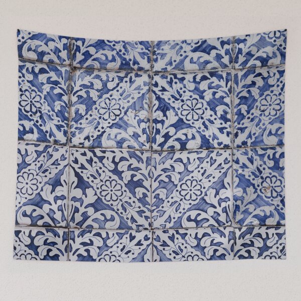 Item preview, Portuguese Tiles Pattern - Azulejo Blue and White Floral Leaf Design designed and sold by idovedesign.
