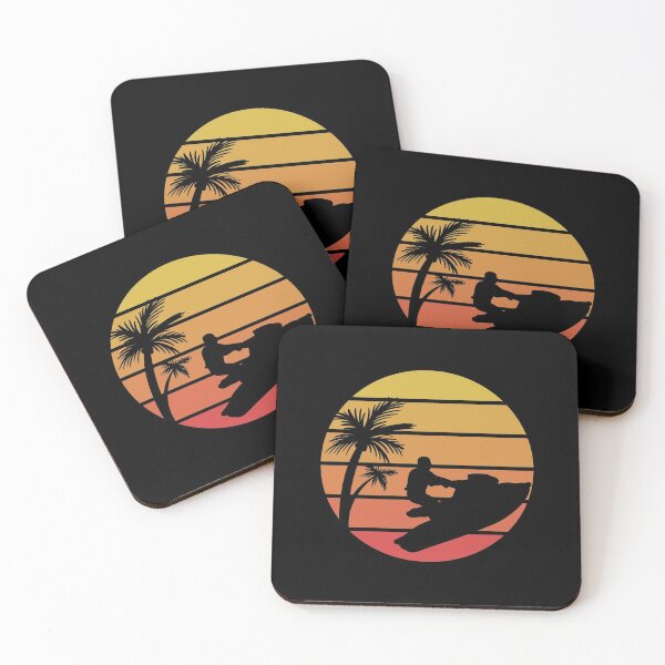 Artikelvorschau, Vintage Retro Palme Sonnenuntergang Jet Ski entworfen und verkauft von Vintagemashup.