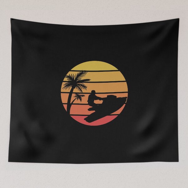 Item preview, Vintage Retro Palm Tree Sunset Jet Ski  designed and sold by Vintagemashup.