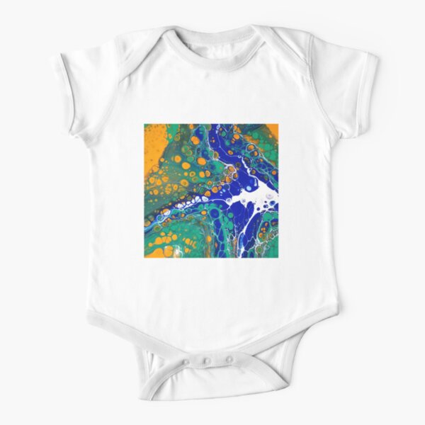 Acrylic Fluid Art Original Painting Art Short Sleeve Baby One-Piece