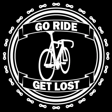 Artwork thumbnail, Go Ride Get Lost Bicycle Chain Logo White by RabeDesigns