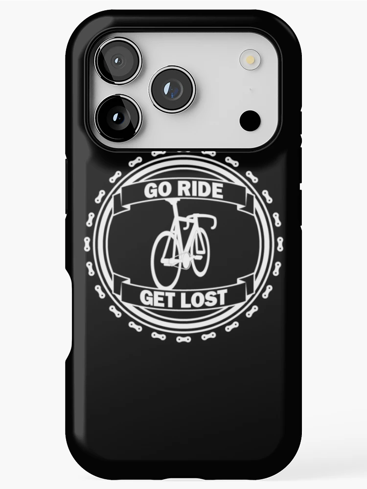 Thumbnail 1 of 4, iPhone Case, Go Ride Get Lost Bicycle Chain Logo White designed and sold by RabeDesigns.