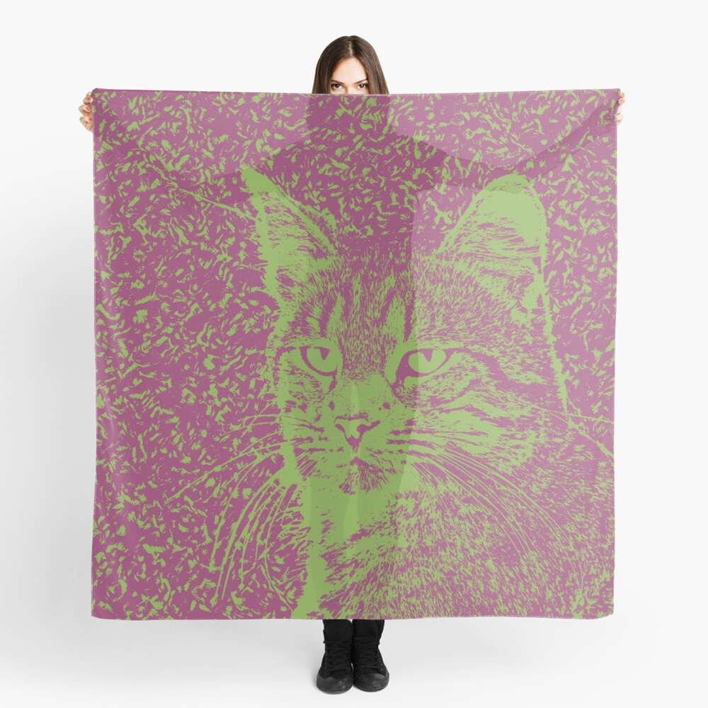 Portrait of cat, ninja Cat Sensei. 8-bit. Scarf