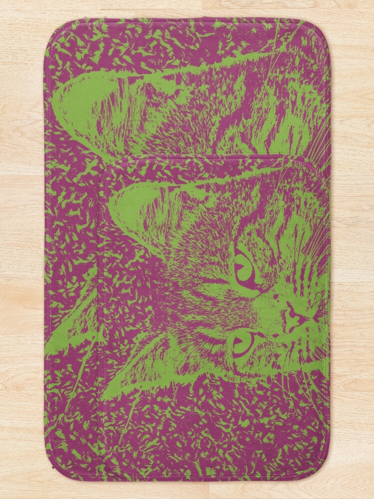 Alternate view of Portrait of cat, ninja Cat Sensei. 8-bit. Bath Mat