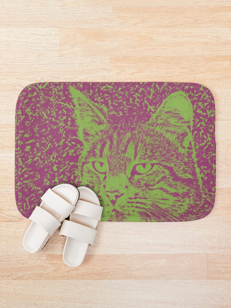 Alternate view of Portrait of cat, ninja Cat Sensei. 8-bit. Bath Mat