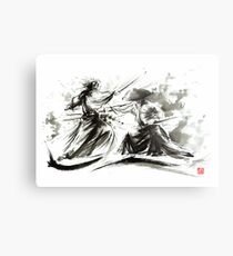 Samurai sword bushido katana martial arts budo sumi-e original ink painting artwork Metal Print