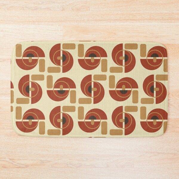 Item preview, Retro mushroom pattern in rust red on beige designed and sold by colorofmagic.