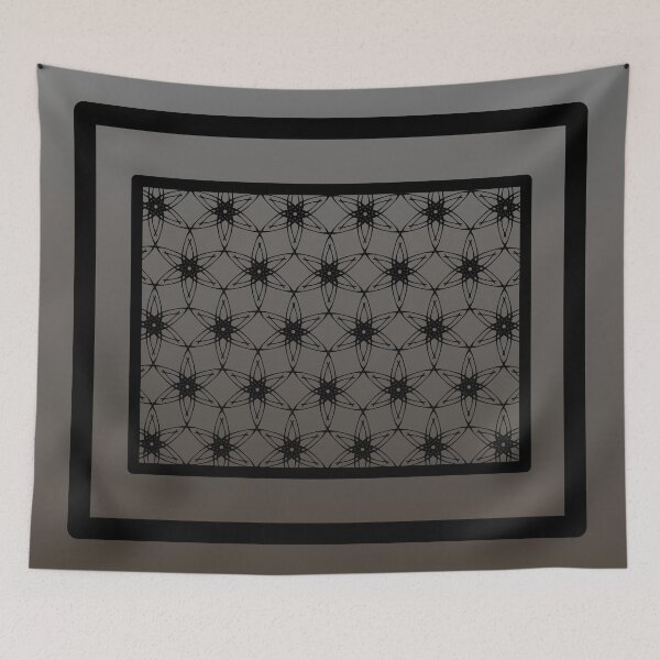 Item preview, A chic black lace pattern in black frame on a gradient taupe background for a designer look designed and sold by PetaJaneHome.