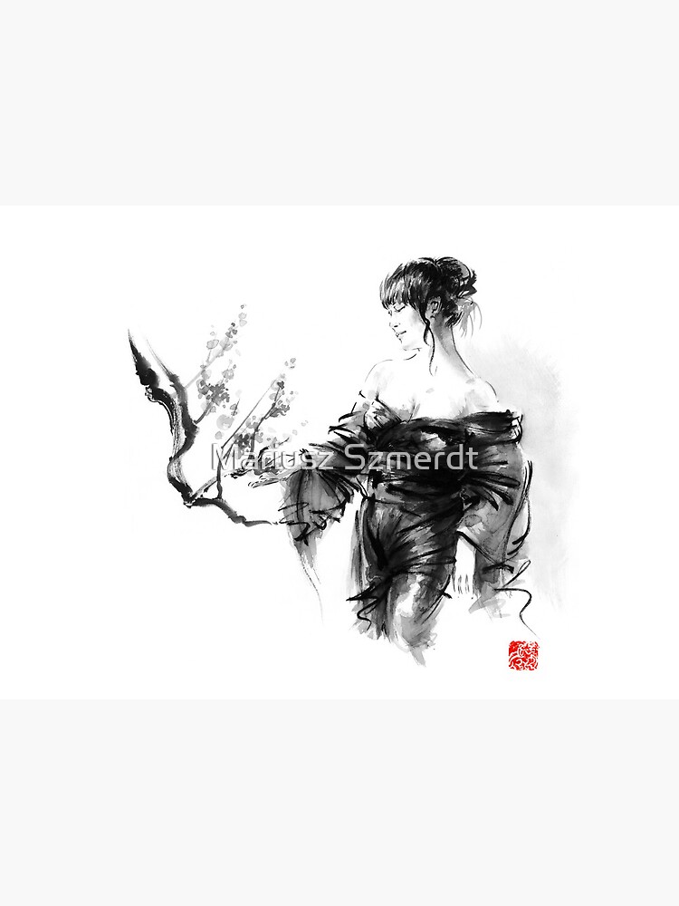 Geisha Japanese woman in kimono cherry blossom original Japan
