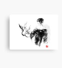 Geisha Japanese woman in kimono cherry blossom original Japan painting art Canvas Print