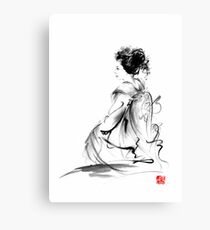 Geisha Japanese woman in Tokyo kimono original Japan painting art Canvas Print