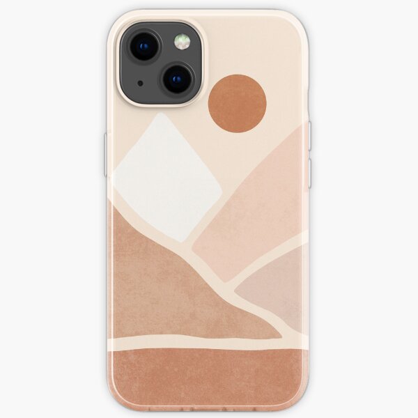 Neutral boho mountain sun iPhone Soft Case