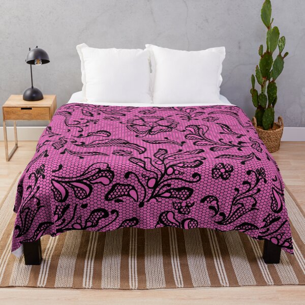 Artikelvorschau, Schwarze Spitze auf rosa Hintergrund entworfen und verkauft von AtarangiDesigns.