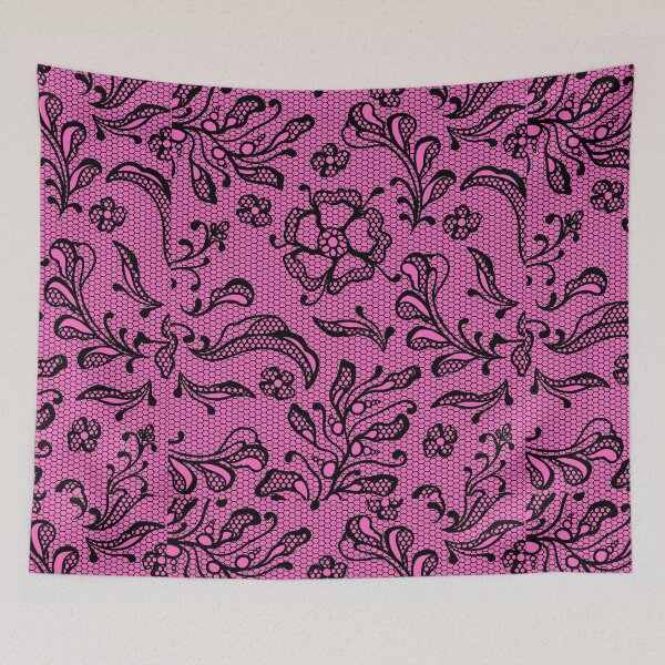 Artikelvorschau, Schwarze Spitze auf rosa Hintergrund entworfen und verkauft von AtarangiDesigns.
