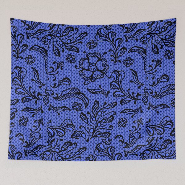 Artikelvorschau, Schwarze Spitze auf blauem Hintergrund entworfen und verkauft von AtarangiDesigns.