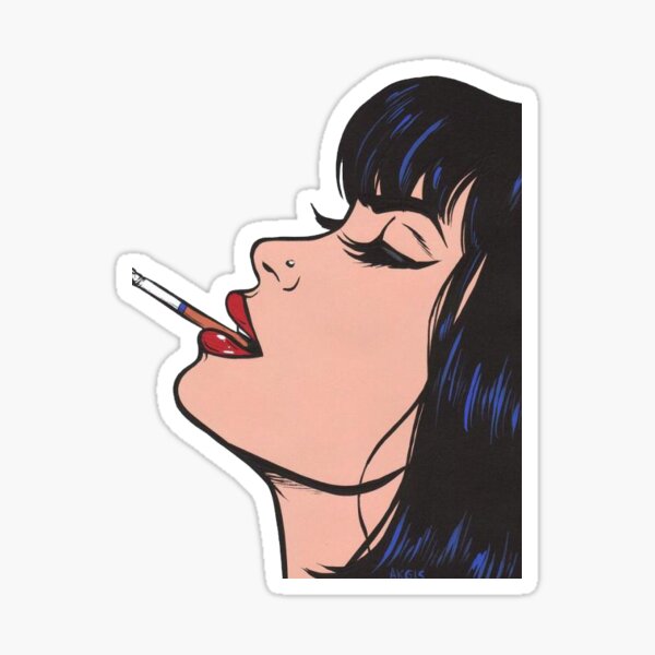 Lady Smoking Sticker
