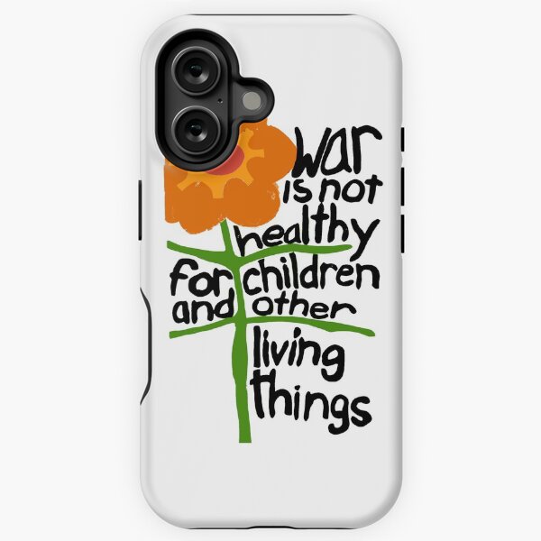 Vista previa del artículo con la obra «La guerra no es saludable para los niños ni para otros seres vivos.», diseñado y vendido por Madison Uses.