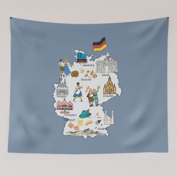 Item preview, Germany map, GERMANY Landmarks Map major cities GERMANY national symbols, landmarks and Oktoberfest designed and sold by mashmosh.