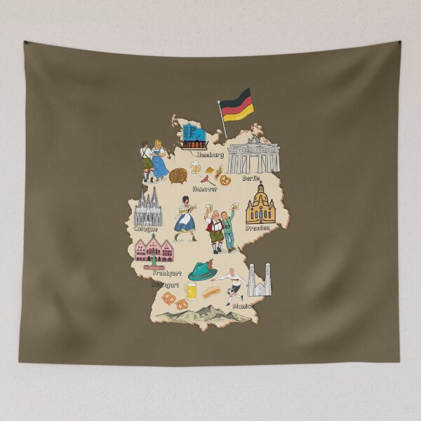 Item preview, Germany Landmark Map, Oktoberfest, famous landmarks on Germany map designed and sold by mashmosh.