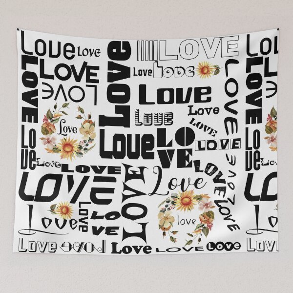 Item preview, BEAUTIFUL WORDSMITH - LOVE TYPOGRAPHY WITH SUNFLOWERS FLORAL WREATHS AND SINGLE FLOWERS designed and sold by Artistree.