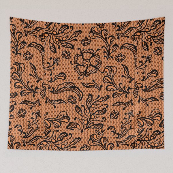 Artikelvorschau, Schwarze Spitze auf orange Hintergrund entworfen und verkauft von AtarangiDesigns.